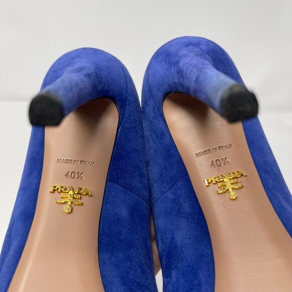 Prada Blue Suede Leather Platform Stiletto Heel Pumps (Size 40.5 EU) - Picture 10 of 16